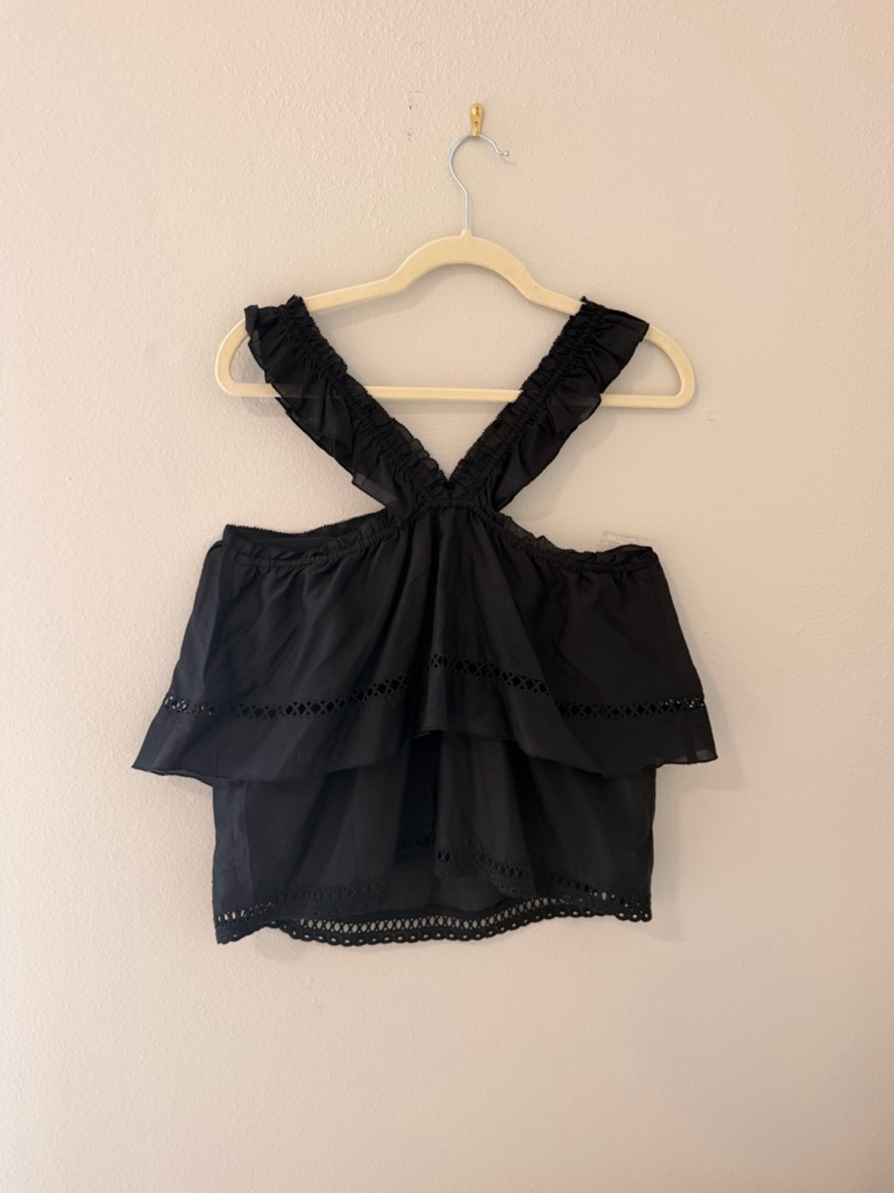 Ella Moss Black Ruffled Tiered Tank Top